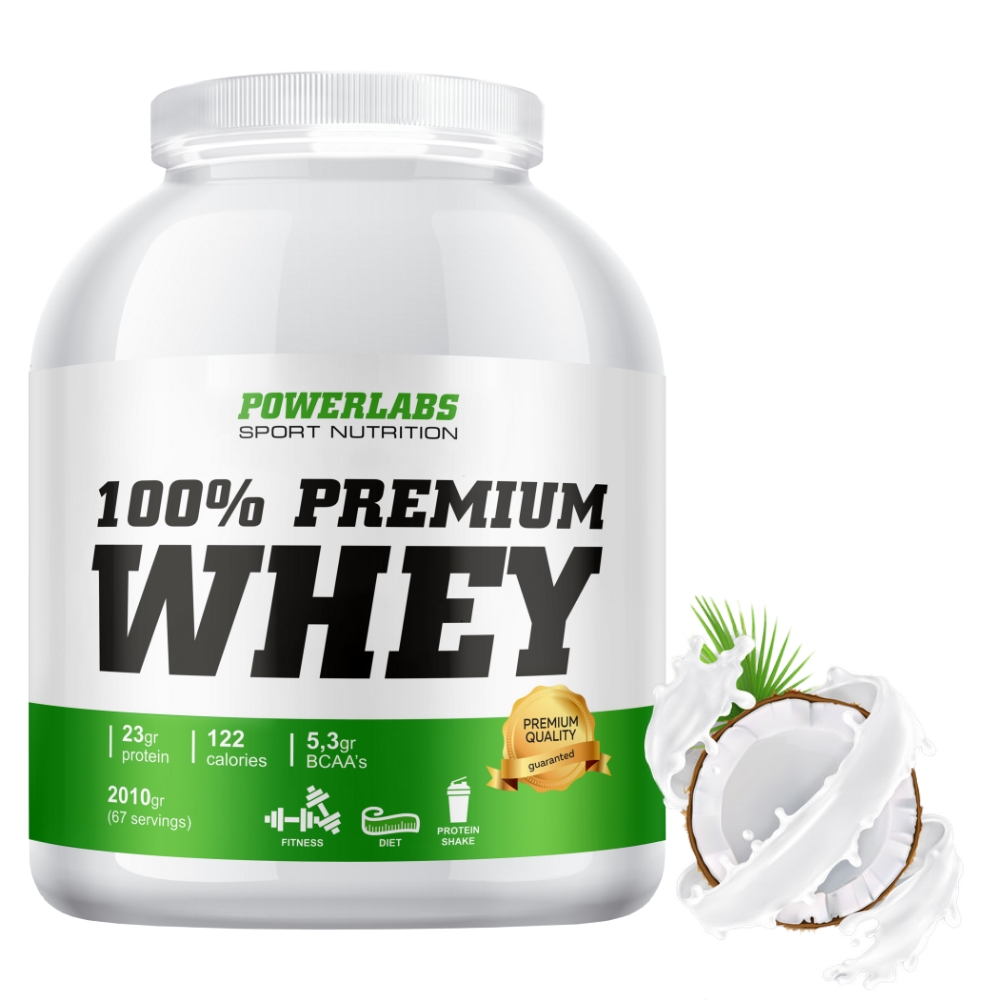 Протеин PowerLabs Premium Whey Сывороточный протеин 2010 g Кокос