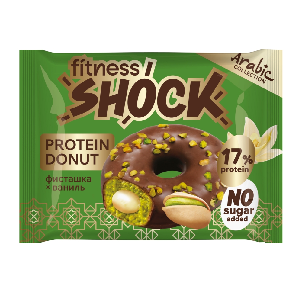 Диетическое питание FITNESS SHOCK донат 70 g Фисташка ваниль